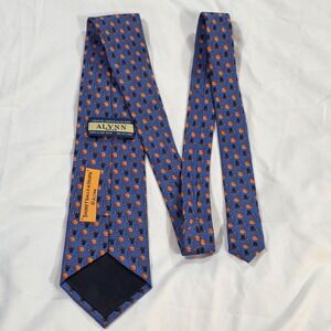 ALYNN 'Basketball Hoops' Necktie Blue Orange Pattern Silk Woven Mens Sport Coach